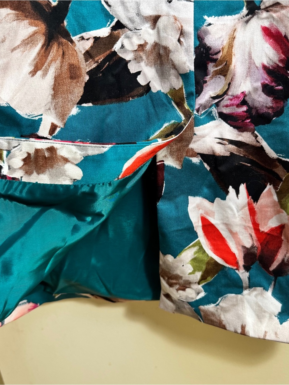 Karen Millen Teal Floral Off-Shoulder Midi Dress with Pink Accents - Picture 5 of 7